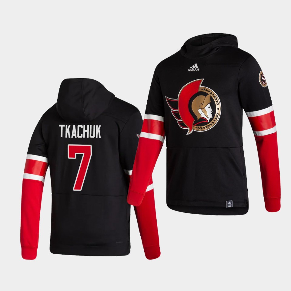 Men Ottawa Senators #7 Tkachuk Black NHL 2021 Adidas Pullover Hoodie Jersey